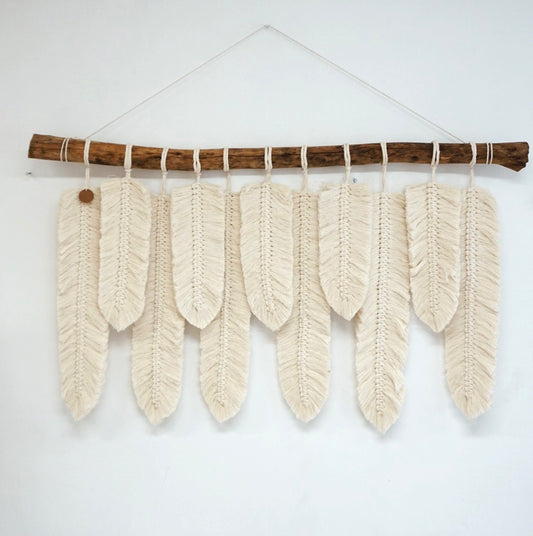 XUMBE XL - Tapiz 11 Plumas Macrame Extra Grande